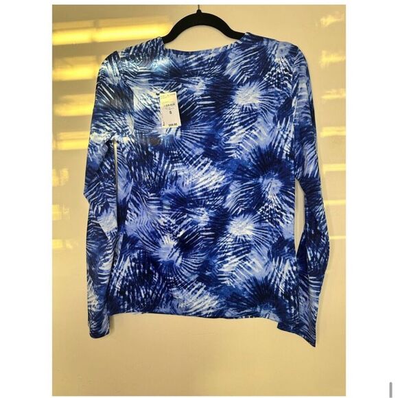 Lands End Blue and White Swim Rash Guard Swim Cover Up SPF 50 Size XL New - Picture 4 of 4